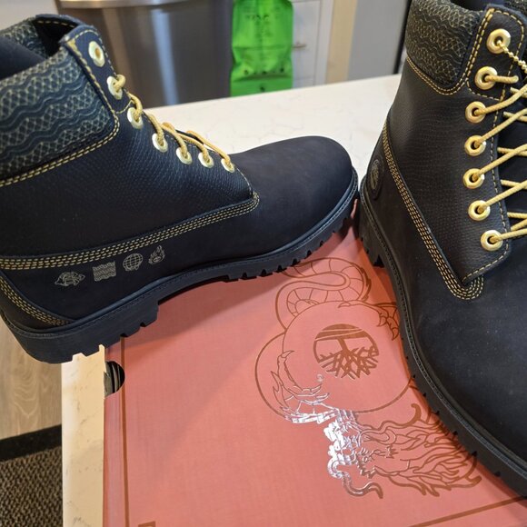 Timberland Heritage TB0A28MBEQ4 Boot Men Black Leather 6 Inch Lace-Up SZ 10 NEW - Picture 3 of 16